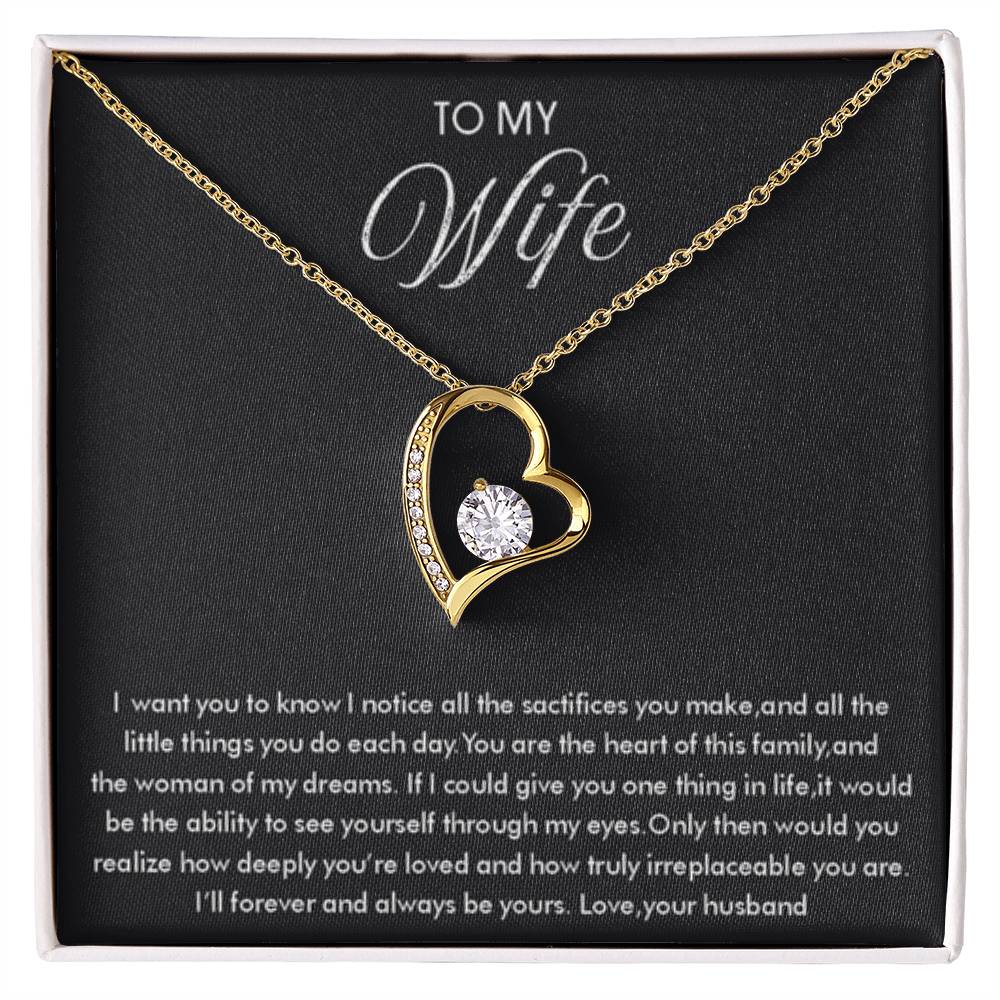 To My Wife Necklace - Romantic Everyday Jewelry Gift from Husband for Birthday, Valentine’s Day & Just Because - Forever Love Necklace - Personalize Memories