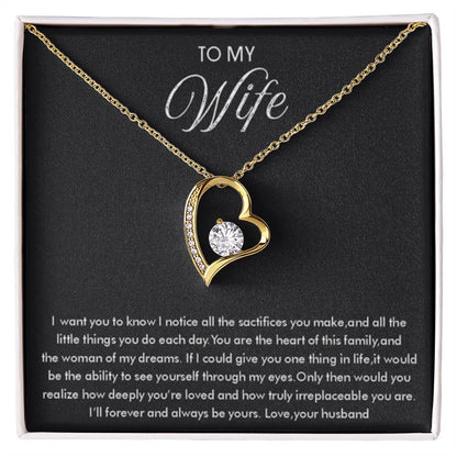 To My Wife Necklace - Romantic Everyday Jewelry Gift from Husband for Birthday, Valentine’s Day & Just Because - Forever Love Necklace - Personalize Memories