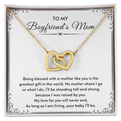 To My Boyfriend's Mom - My love for you will never end - Interlocking Hearts Necklace - Bf Mom Present - Personalize Memories