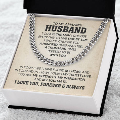 Cuban Link Chain for Him - You're the man I choose - Husband Birthday & Anniversary Gift from Wife - Personalize Memories
