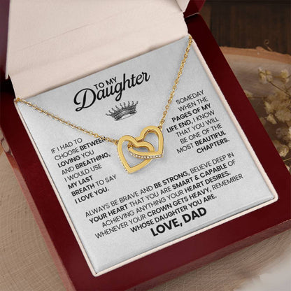 To My Daughter Necklace - Sweetest Daughter Gift from Dad for Birthday Joy & Proud Dad Love - Interlocking Hearts Necklace - Personalize Memories