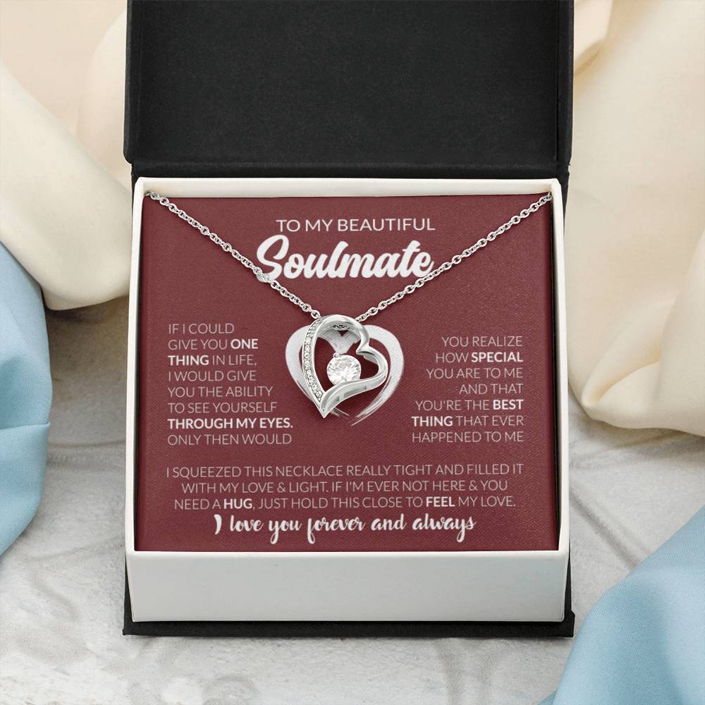 To My Beautiful Soulmate Necklace - Soulmate Necklace Gift for Her for Celebration Days - Forever Love Necklace - Personalize Memories