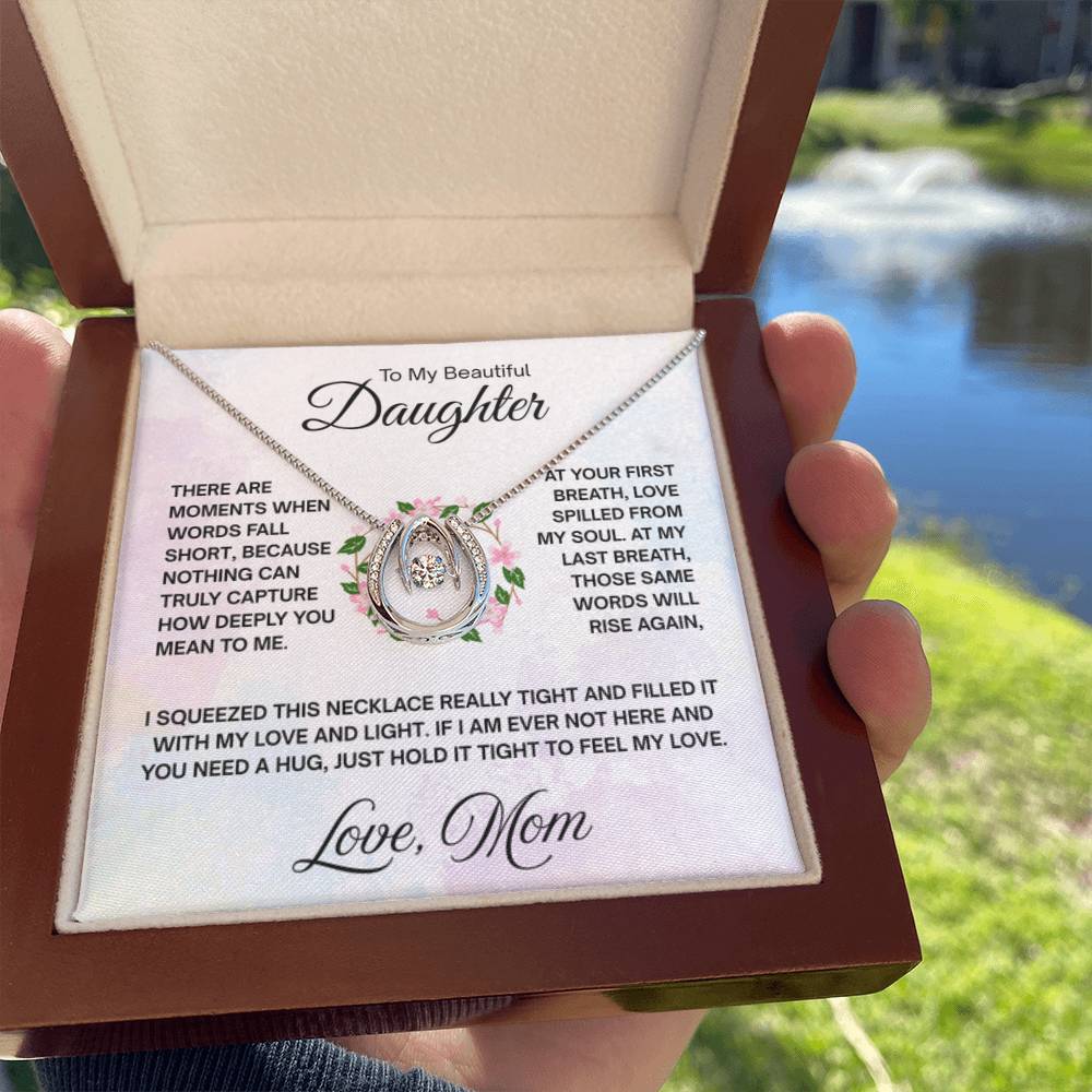 To My Daughter Necklace – Graduation & Christmas Gift from Mom – Lucky In Love Necklace - Personalize Memories