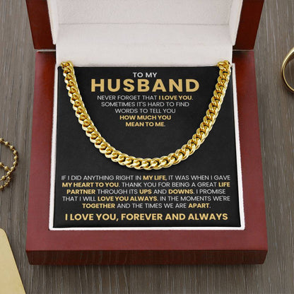 To My Husband - Never Forget That I Love You - Cuban Link Chain Gift from Wife to Husband - Personalize Memories