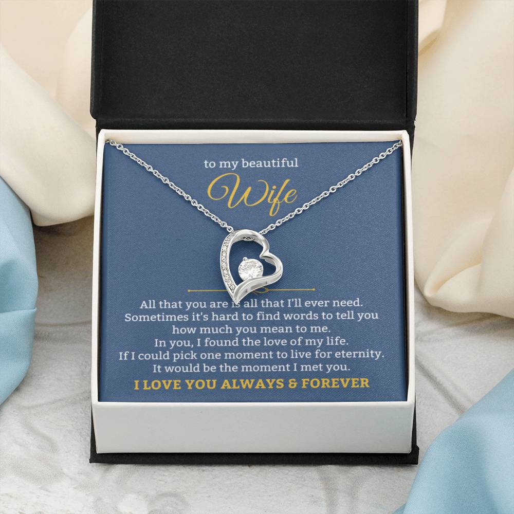 To My Beautiful Wife Necklace - Romantic Husband to Wife Jewelry for Birthday, Valentine’s Day & Special Celebrations - Forever Love Necklace - Personalize Memories