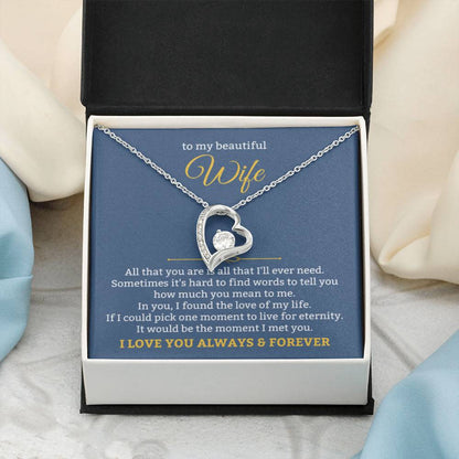 To My Beautiful Wife Necklace - Romantic Husband to Wife Jewelry for Birthday, Valentine’s Day & Special Celebrations - Forever Love Necklace - Personalize Memories