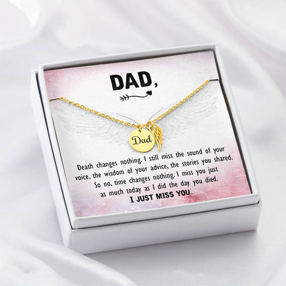 Angel Wing Dad Necklace - I Just Miss You - Loss of Dad Gift