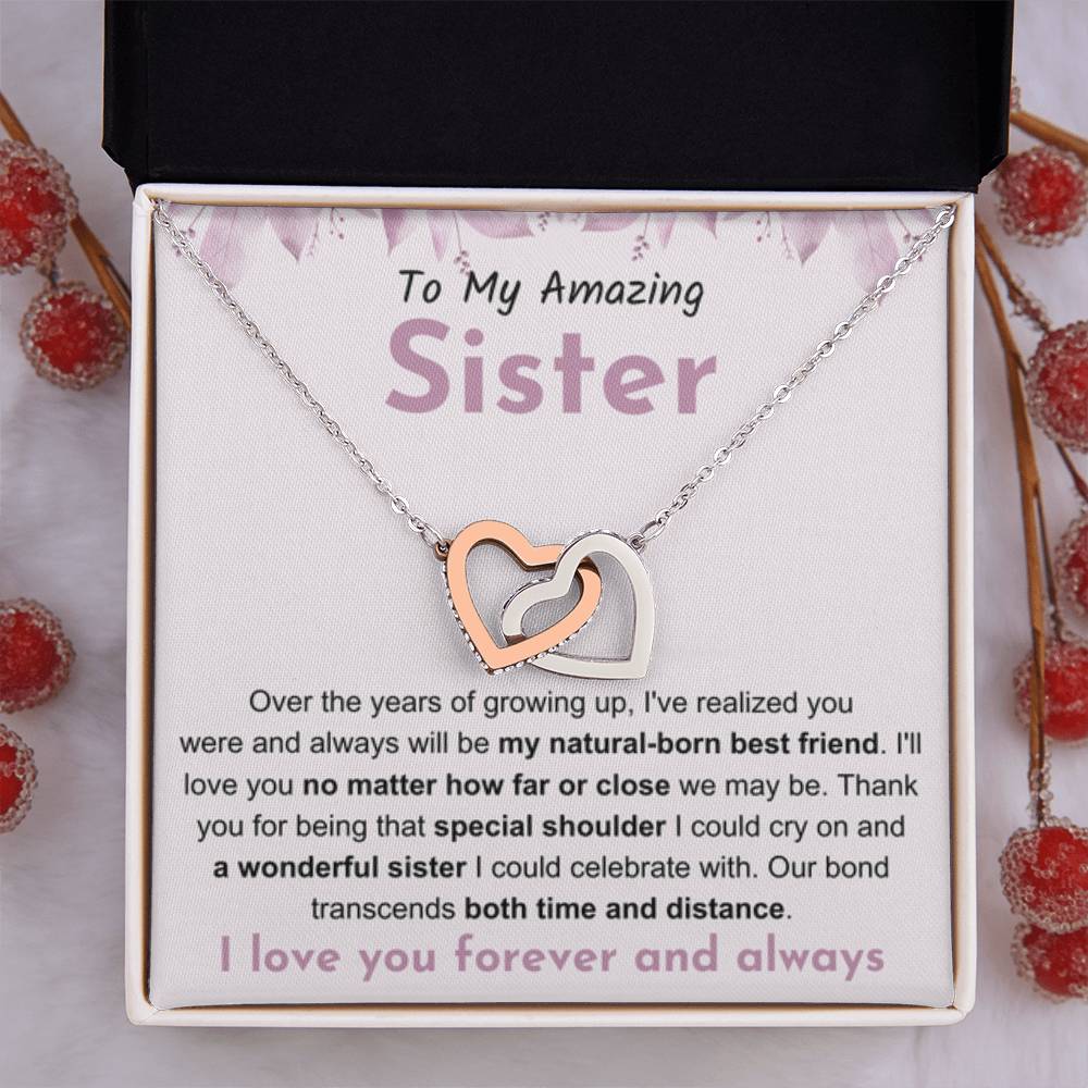 To My Amazing Sister - Interlocking Hearts Necklace - Gift for Sister - Personalize Memories