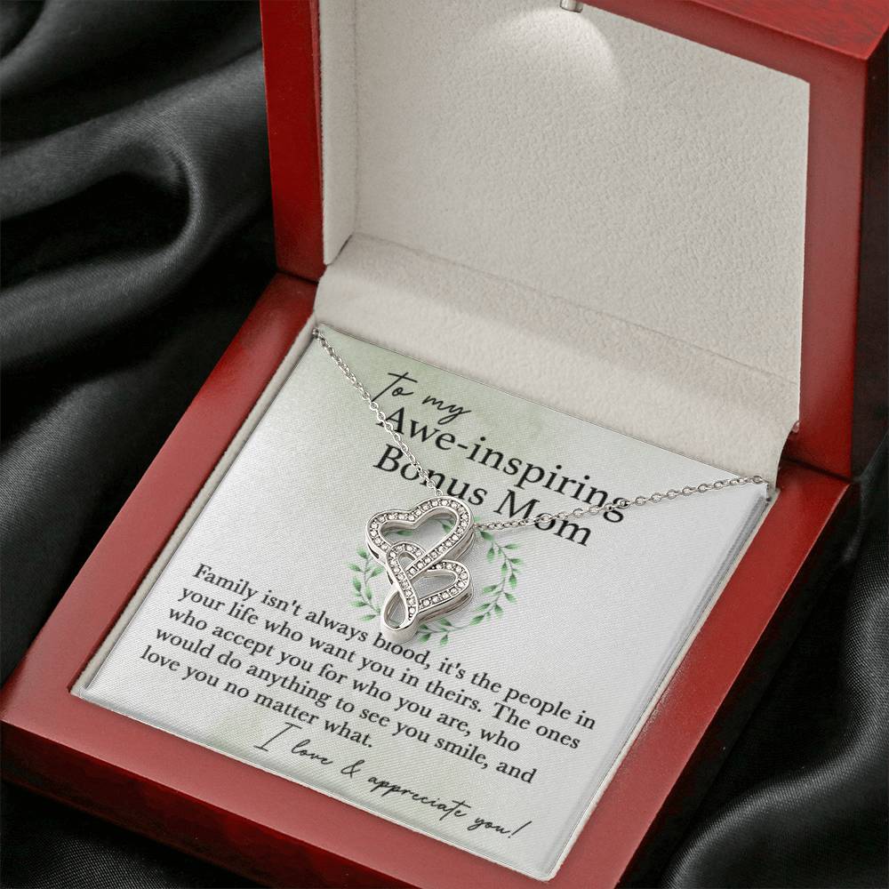 To My Bonus Mom - I Love & Appreciate You - Heart-to-heart Pendant Necklace - Best Gift For Bonus Mom - Personalize Memories