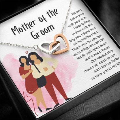 Mother of the Groom Gift - Our relationship means so much to me - Interlocking Hearts Necklace - Personalize Memories
