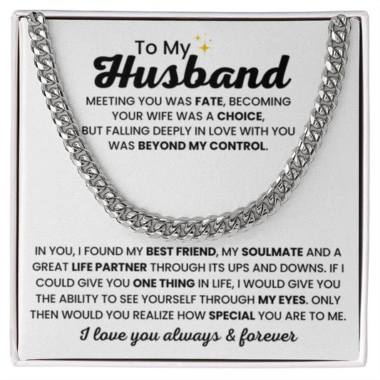 Cuban Link Chain for Husband - Meeting you was fate - Birthday, Anniversary Gift from Wife
