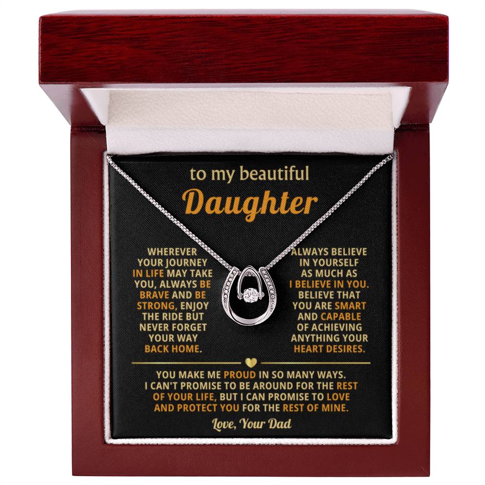 To My Daughter Necklace - I Believe In You - Dad to Daughter Gift - Lucky In Love Necklace - Personalize Memories