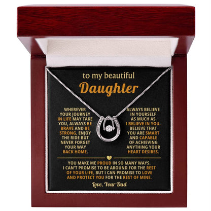 To My Daughter Necklace - I Believe In You - Dad to Daughter Gift - Lucky In Love Necklace - Personalize Memories