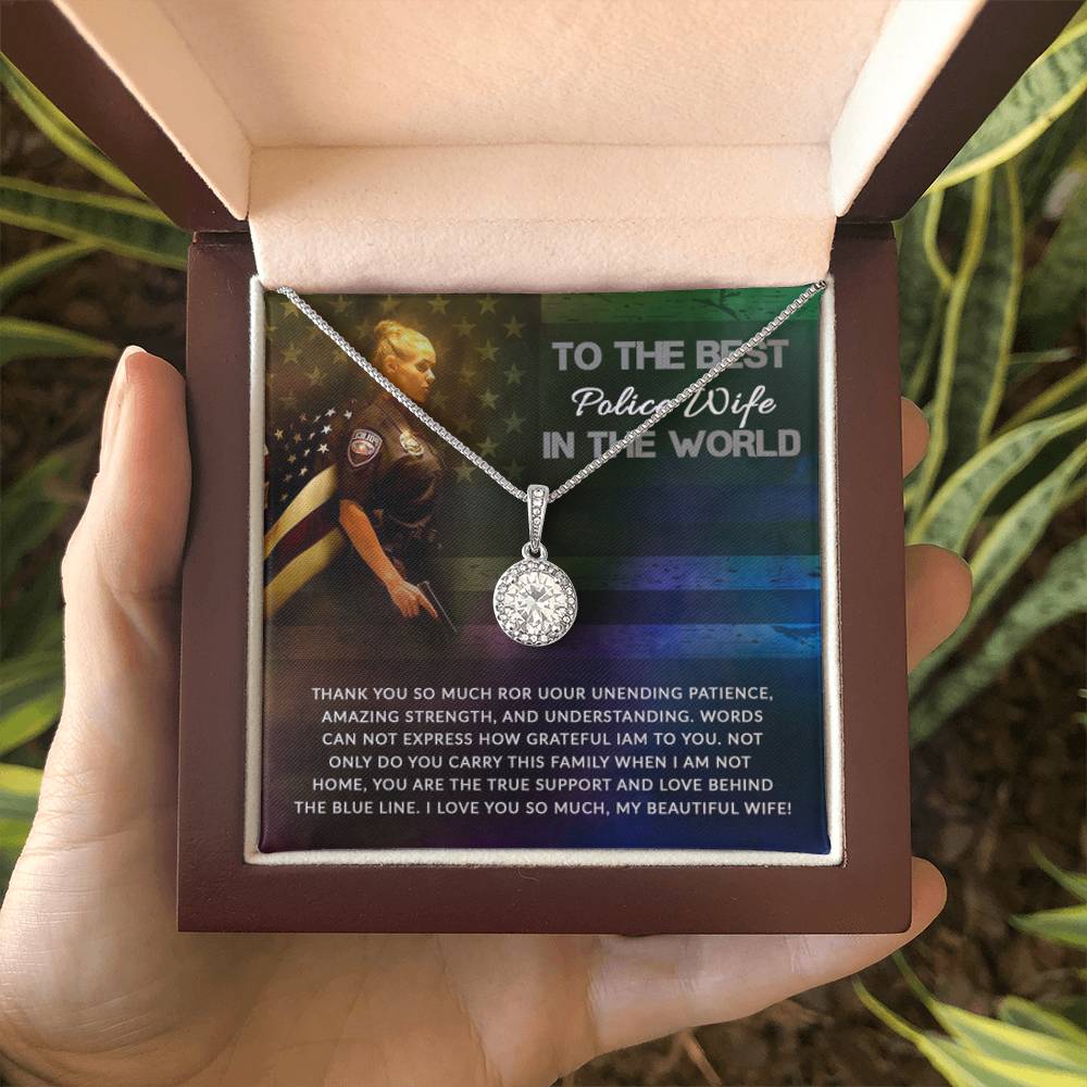 To The Best Police Wife In The World - Eternal Hope Necklace - Gift for Wife from Husband - Personalize Memories