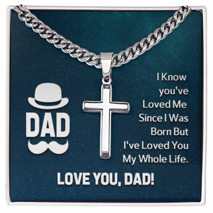 Dad - I know Artisan Cross with Cuban Link Chain Gift for Dad