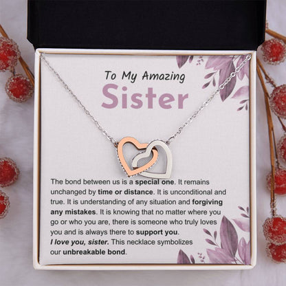 Sentimental Gift for Sister - Interlocking Hearts Necklace - Personalize Memories