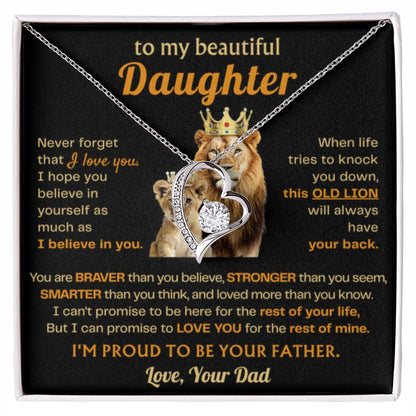 To My Daughter Necklace - Sentimental Jewelry Gift from Dad for Graduation & Life Achievements - Forever Love Necklace - Personalize Memories