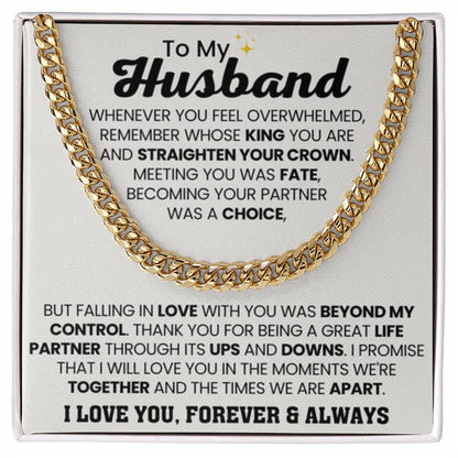 Cuban Link Chain for Him - Valentine’s Day & Anniversary Husband Gift from Wife - Personalize Memories
