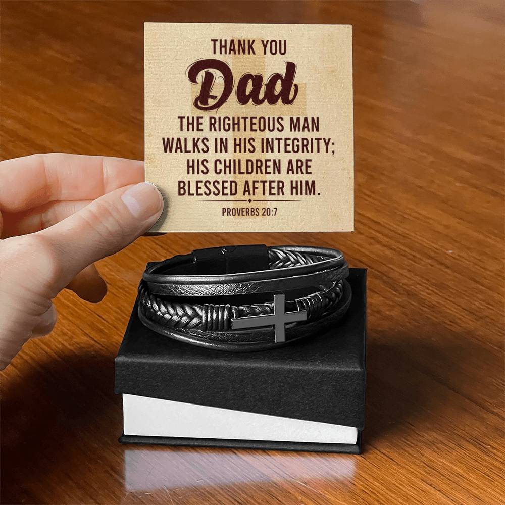 Thank You Gift for Dad - Men's Cross Bracelet - Personalize Memories