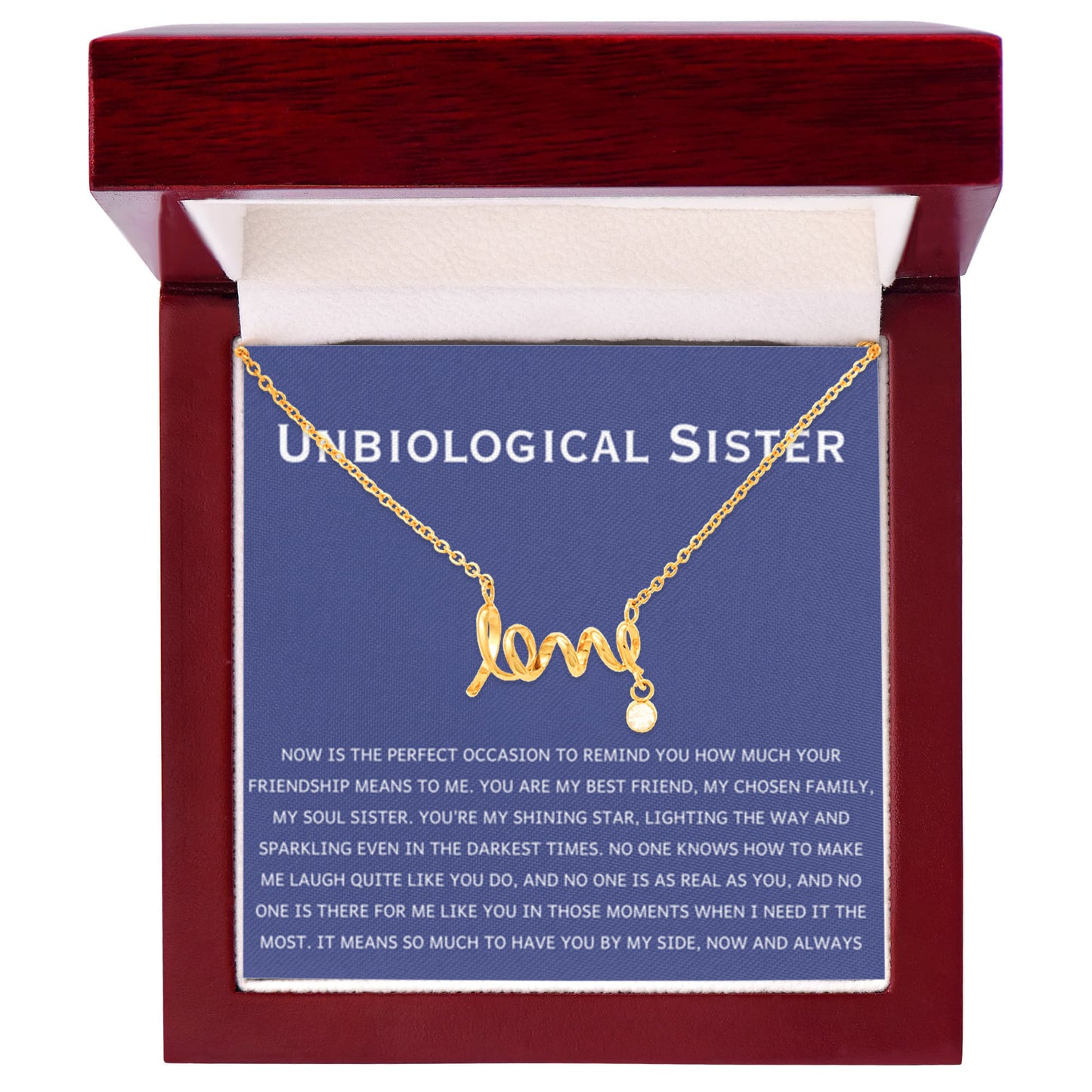 Unbiological Sister Necklace - Gift for Bonus Sister - Scripted Love Necklace - Personalize Memories