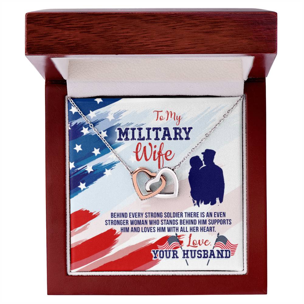 To My Military Wife from Husband - Interlocking Hearts Necklace - Personalize Memories