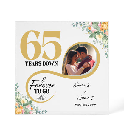 Personalized Acrylic Block, Custom Photo, Happy 65th Wedding Anniversary Gifts, Marriage Gifts, 65 Year Married Gift Wife Husband Present