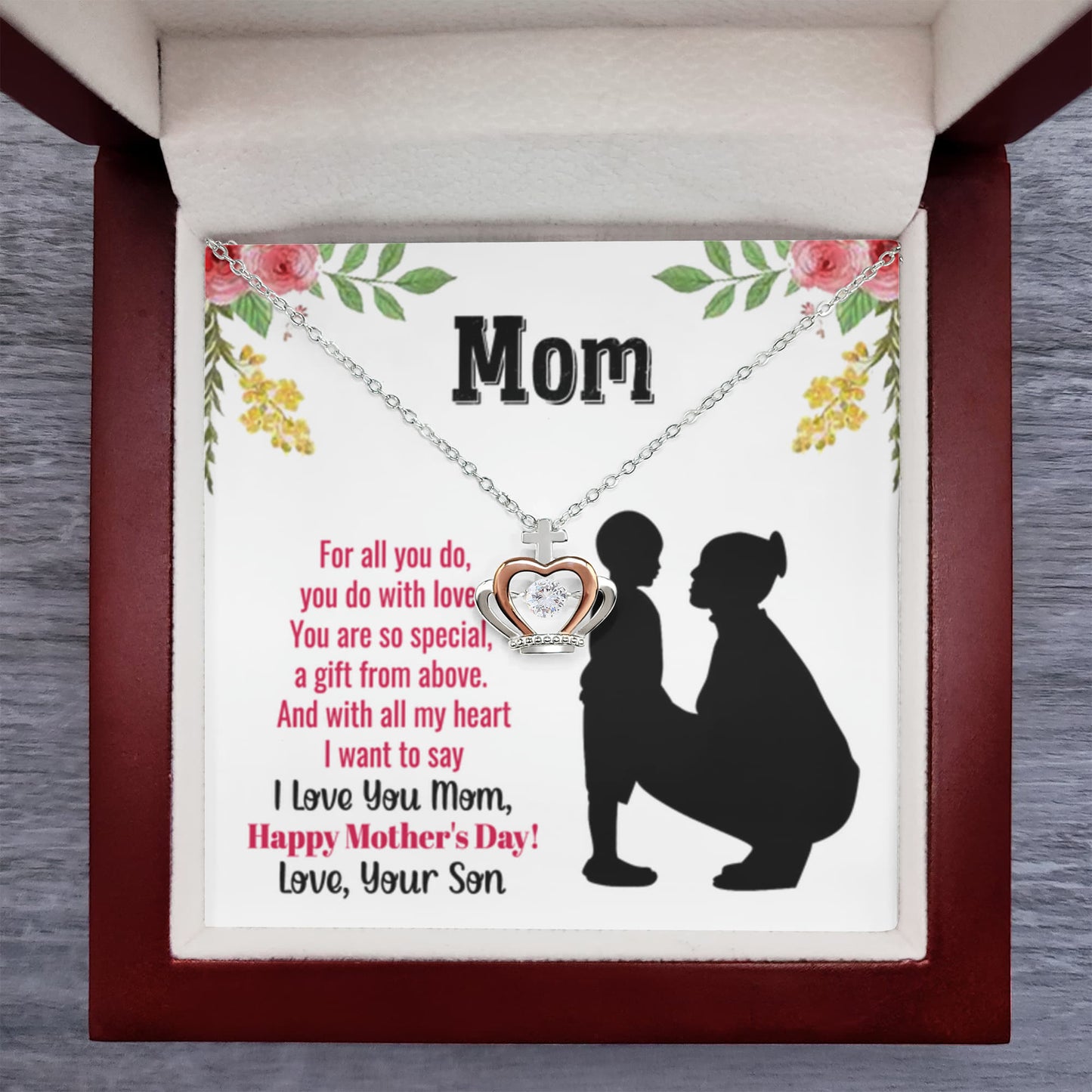 Happy Mother's Day Present - Mom you are so special - Crown Pendant Necklace - Personalize Memories