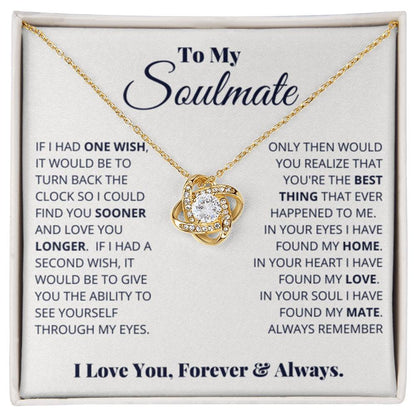To My Soulmate Necklace - Gift for Celebrating Love on Valentine’s Day & Special Days - Love Knot Necklace - Personalize Memories