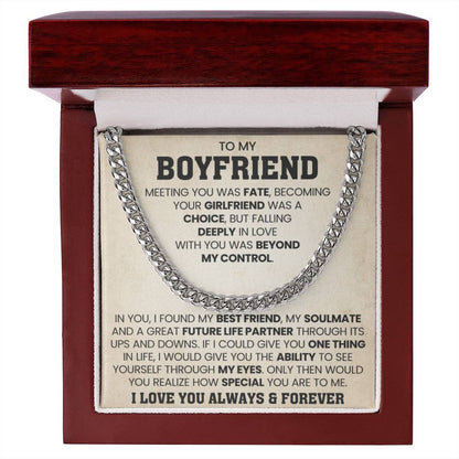 To My Boyfriend Cuban Link Chain - Anniversary & Valentine’s Day Gift from Girlfriend - Personalize Memories