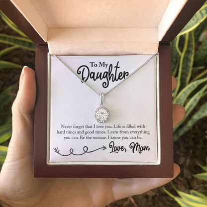 To My Daughter Necklace - Proud Mom to Daughter Jewelry for Birthday, Graduation & Special Celebrations - Eternal Hope Necklace - Personalize Memories