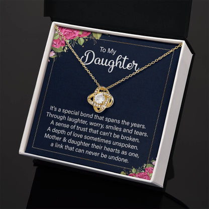 To My Daughter Necklace – Birthday, Graduation Keepsake for Daughter – Love Knot Necklace - Personalize Memories