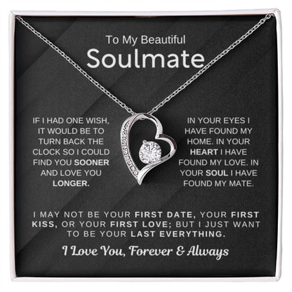 To My Beautiful Soulmate Necklace - Romantic Necklace for Surprising The Soulmate in Your Life - Forever Love Necklace - Personalize Memories