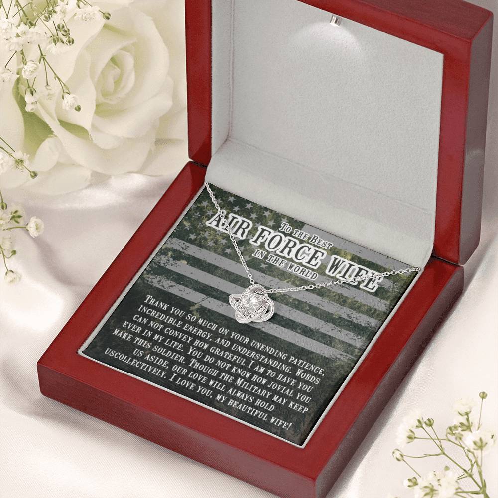 To The Best Air Force Wife In The World - Heartfelt Jewelry from Husband - Love Knot Necklace - Personalize Memories