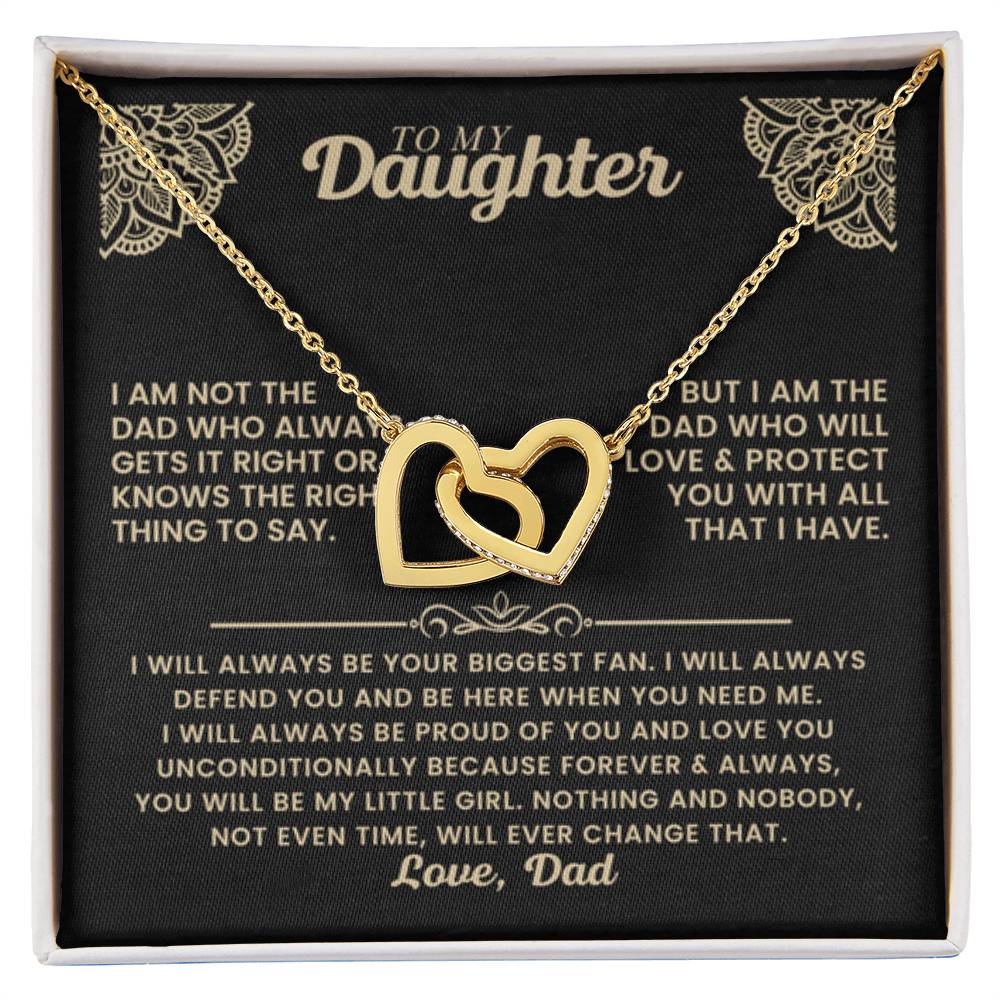 To My Daughter Necklace - Father to Daughter Gift for Graduation, Birthday & Big Life Moments - Interlocking Hearts Necklace - Personalize Memories