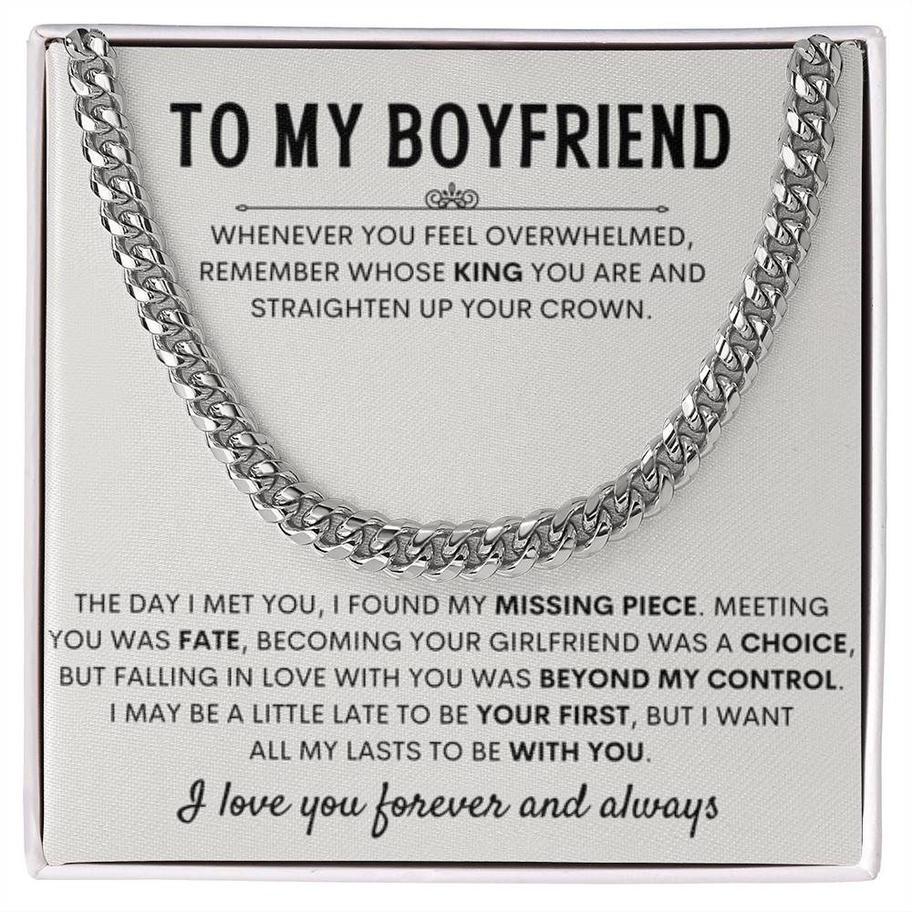 To My Boyfriend - Cuban Link Chain - Birthday & Anniversary Jewelry from Girlfriend - Personalize Memories
