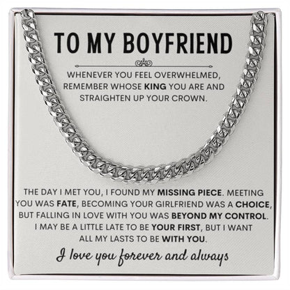 To My Boyfriend - Cuban Link Chain - Birthday & Anniversary Jewelry from Girlfriend - Personalize Memories