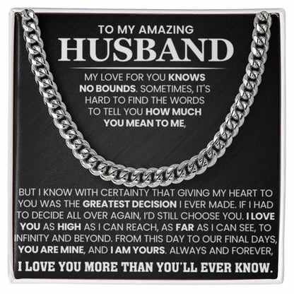 Romantic Husband Gift from Wife – Cuban Link Chain - Personalize Memories