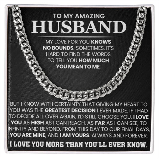 Romantic Husband Gift from Wife – Cuban Link Chain - Personalize Memories