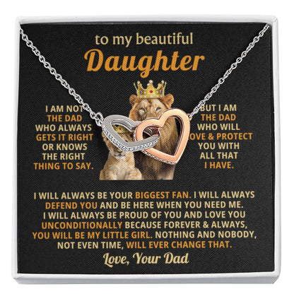 To My Daughter Necklace - Emotional Father to Daughter Jewelry for Birthday, Christmas & Life Happiness - Interlocking Hearts Necklace - Personalize Memories
