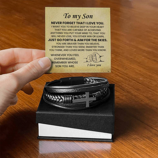 To My Son Bracelet – Birthday, Graduation, Christmas Gift – Men’s Cross Bracelet - Personalize Memories