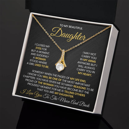 To My Daughter - I love you to the moon and back - Alluring Beauty Necklace Gift for Daughter - Personalize Memories