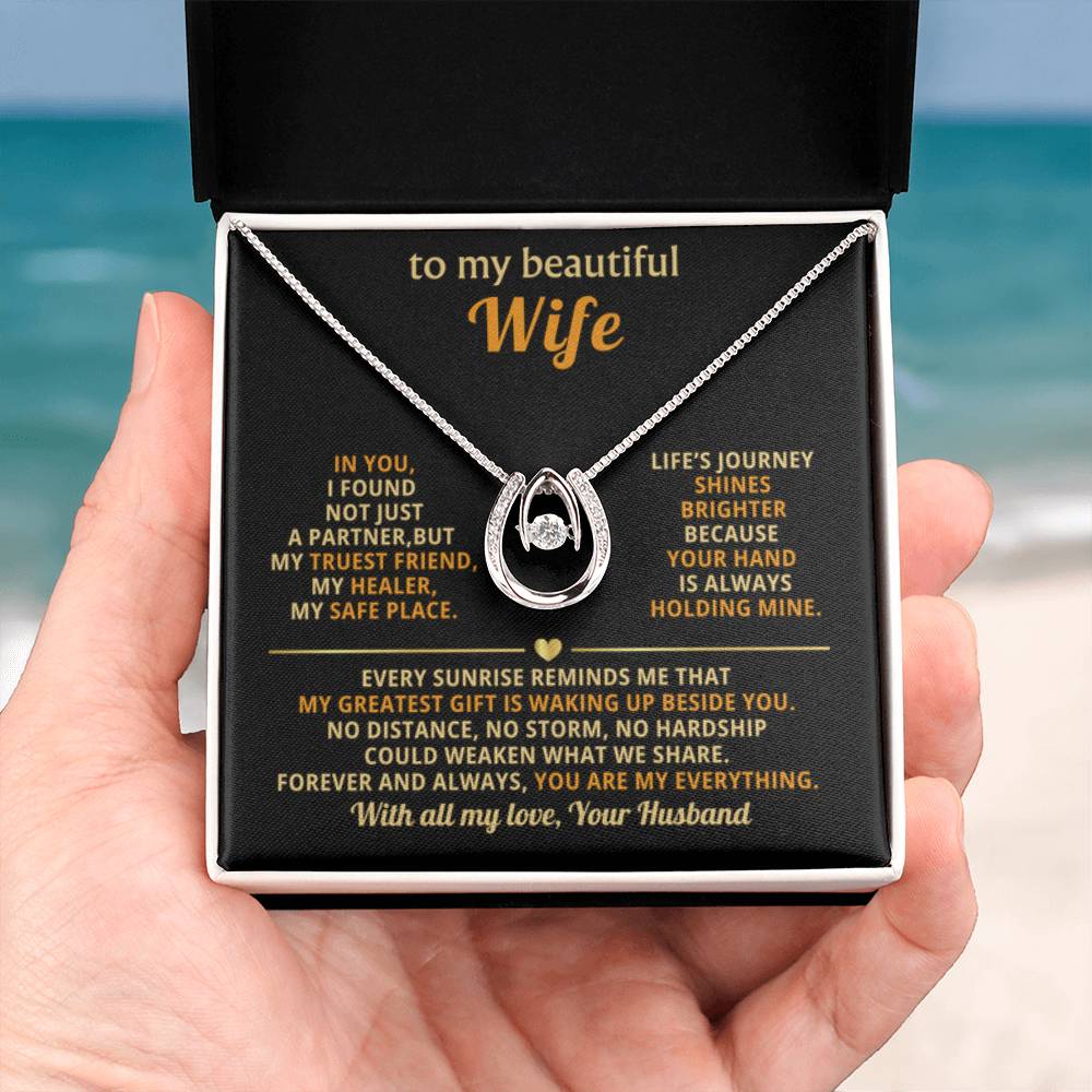 To My Wife Necklace - Romantic Gift for Anytime Love - Lucky In Love Necklace - Personalize Memories