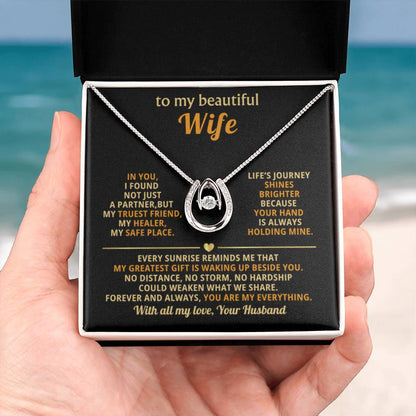To My Wife Necklace - Romantic Gift for Anytime Love - Lucky In Love Necklace - Personalize Memories