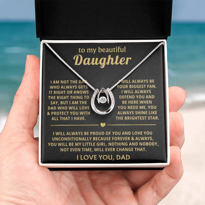 To My Daughter Necklace - Everyday Love Jewelry Gift from Dad for Daughter’s Birthday & Just Because - Lucky In Love Necklace - Personalize Memories