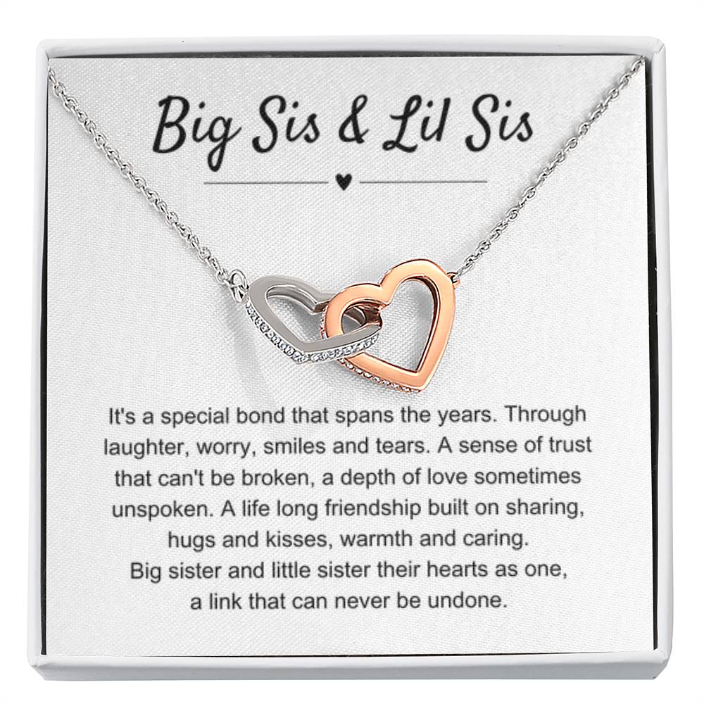Big Sis & Lil Sis Gift - Interlocking Hearts Necklace - Gift for Sisters - Personalize Memories