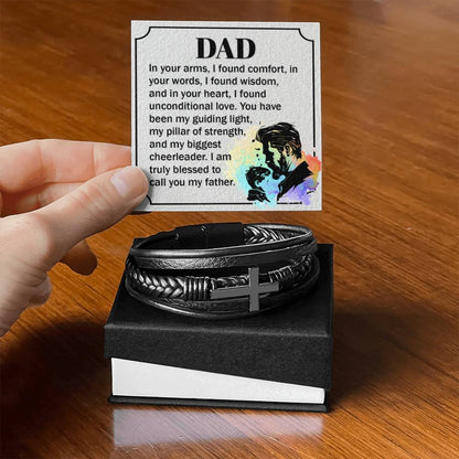 Dad - In your arms, I found comfort - Men's Cross Bracelet for Father - Personalize Memories