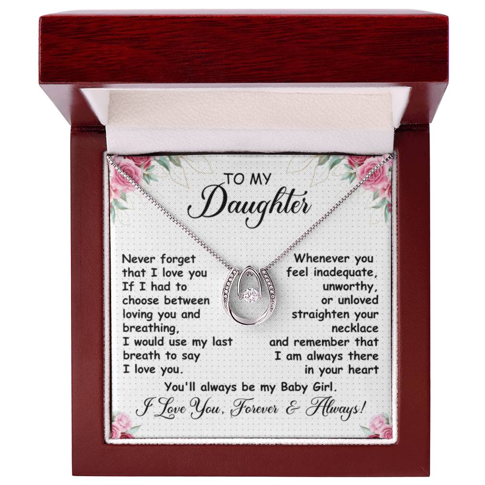 To My Daughter Necklace – Daughter Necklace for Graduation & Birthday Events – Lucky In Love Necklace - Personalize Memories