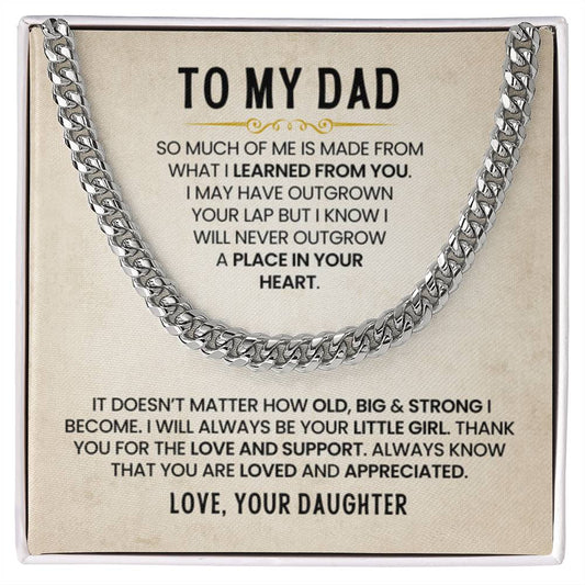 Gift for Dad from Daughter - Cuban Link Chain - Personalize Memories