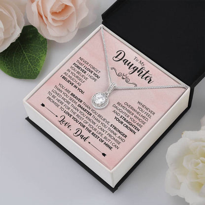 To My Daughter - Never Forget That I Love You - Eternal Hope Necklace Gift from Dad - Personalize Memories