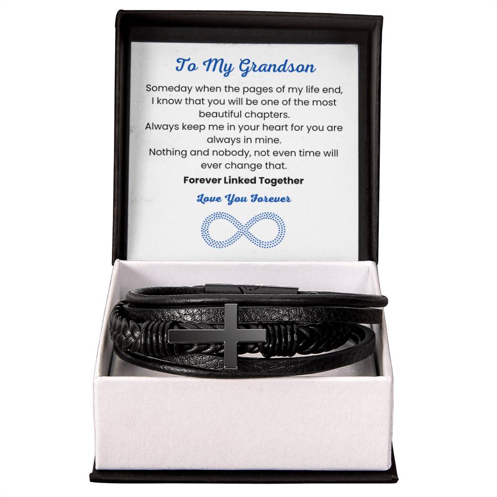To My Grandson Bracelet – Birthday, Graduation, Christmas Gift – Men's Cross Bracelet - Personalize Memories